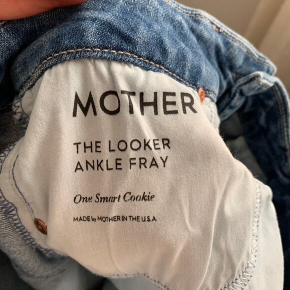 Mother Denim The Looker Ankle Fray Jean One Smart Cookie Blue Womens Size 26 - Picture 16 of 16